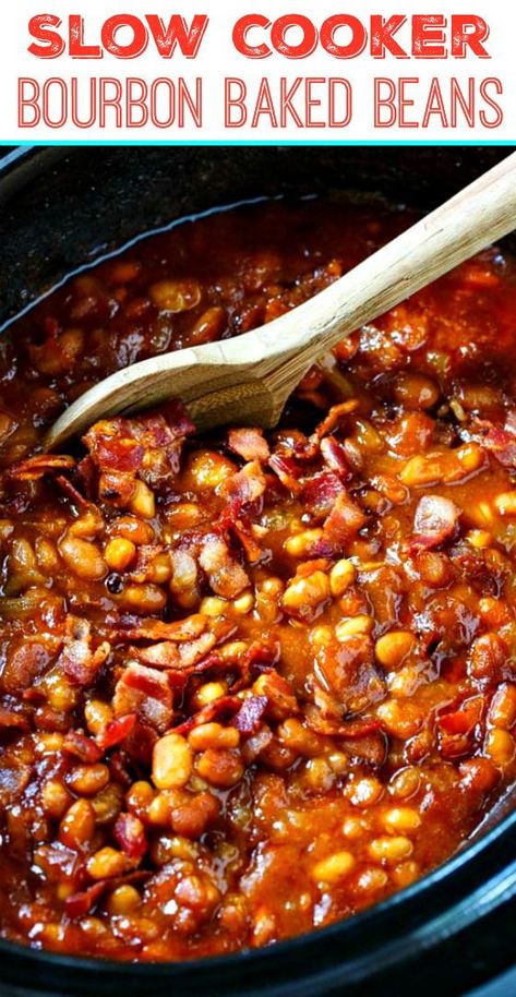 Bacon Crockpot, Bourbon Baked Beans, Bake Beans, Cowboy Baked Beans, Slow Cooker Baked Beans, Best Baked Beans, Baked Beans With Bacon, Baked Beans Recipe, Slow Cooker Baking