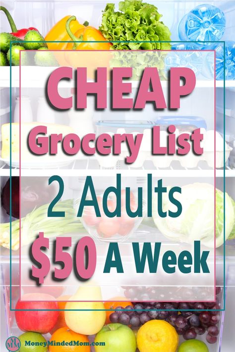 Save money on groceries with this cheap $50 a week meal plan for two Cheap Grocery List For Two, Cheap And Healthy Dinner Ideas, Grocery List For Two, Budget Grocery List, Ideas For Saving Money, Cheap Grocery List, Budget Grocery, Cheap Groceries, Meal Plan Grocery List