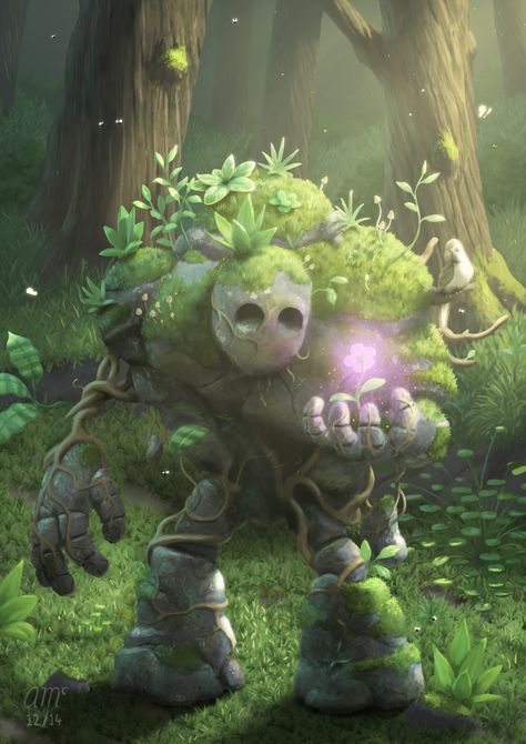 ArtStation - Garden Golem, Andrew McIntosh 다크 판타지, Forest Creatures, Fantasy Creatures Art, Fantasy Monster, Mythical Creatures Art, Mystical Creatures, Arte Fantasy, 판타지 아트, Monster Art