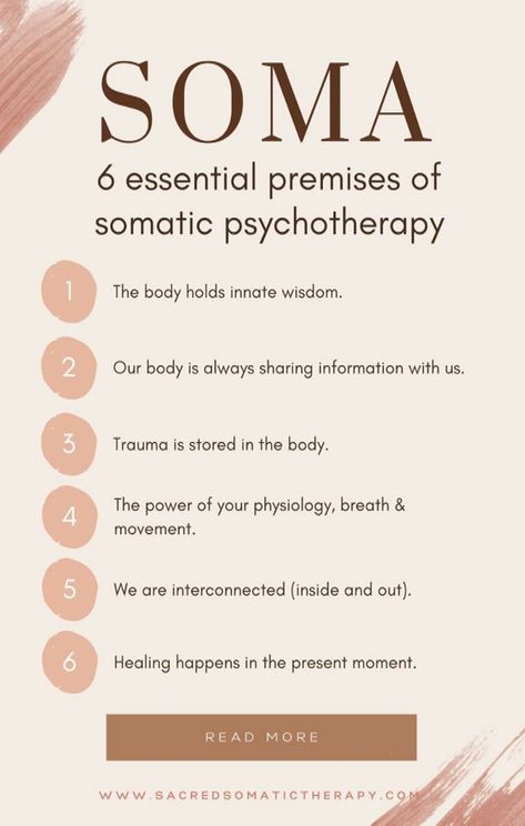 What is somatic therapy all about? With somatic therapy, we listen to the wisdom of the body to release tension, trauma, and stress, leading to improved emotional and physical well-being. Click through to the blog to learn 6 Essential Premises of Somatic Therapy. #Yoga #Unleashing #HealthyLifestyle #Practice #Embodied #Within #the #HealthyLiving #Wisdom #Through #Somatic #FitLife Somatic Experiencing Therapy, Somatic Stretching, Somatic Therapy Exercises, Somatic Release, Somatic Workout, Somatic Exercise, Somatic Yoga, Learning Psychology, Somatic Healing