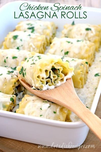 Chicken Spinach Lasagna Rolls | Let's Dish Recipes