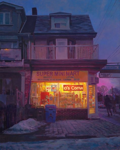 Paintings by Keita Morimoto of teenagers in Toronto at twilight, inspired by Edward Hopper | Creative Boom Garden Of Lights, Mysterious Beauty, Summer Series, Painting Competition, Edward Hopper, Urban Setting, Canadian Art, Children's Art, Store Front