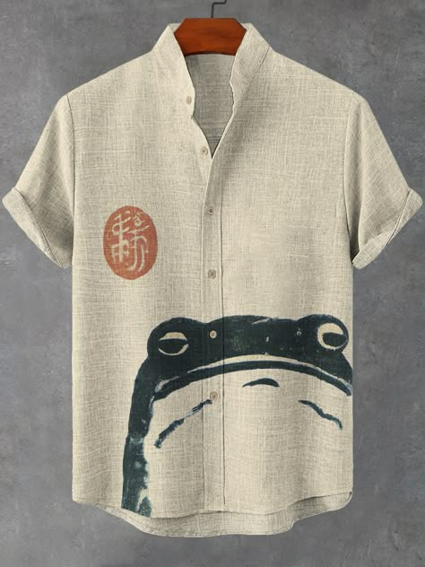 Japanese Ocean, Hawaii Fashion, Summer Hawaii, Japanese Art Print, Indian Elephant, Linen Blend Shirt, Fashion Creative, Fish Print, Elephant Print