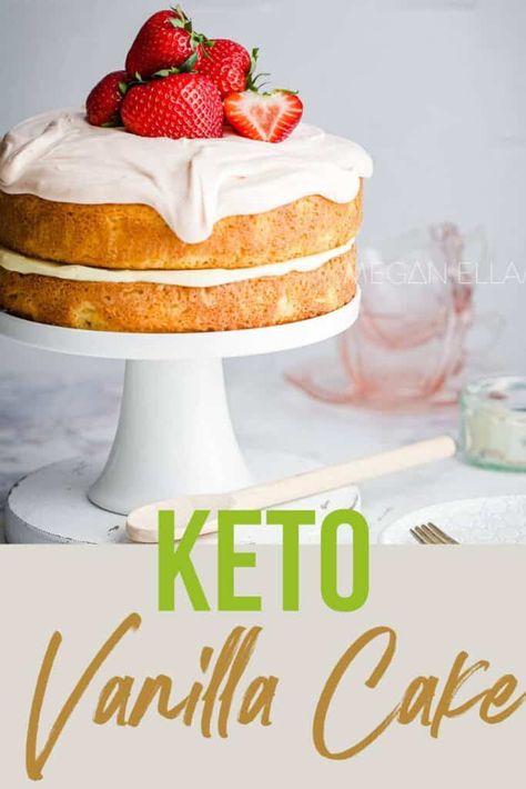 Keto Vanilla Cake - Mad Creations Hub Cake Designs For Mom Birthday, Easy Birthday Cake Drawing, Keto Birthday Cake Recipes, Keto Vanilla Cake, Sugar Free Vanilla Cake, Keto Birthday, Cake Base Recipe, Paleo Cakes, Birthday Cake Recipes