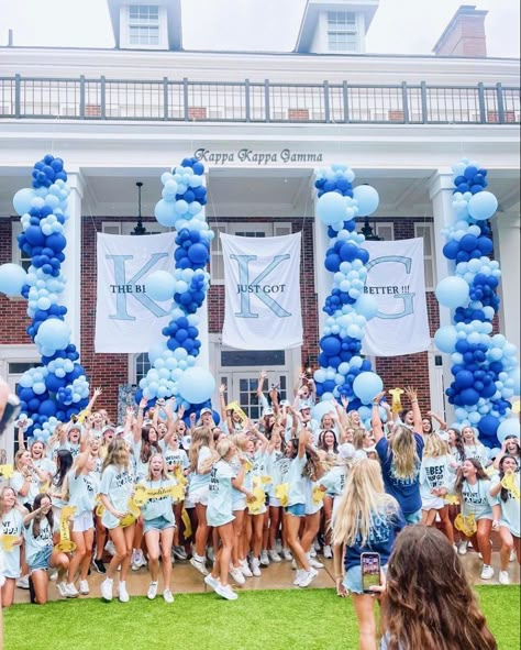 Kkg Bid Day Themes, Blue Bid Day Theme, Kappa Kappa Gamma Bid Day, Chi O Bid Day, Bid Day Banner, Kappa Bid Day, California University, Sorority Themes, Student Section