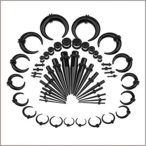 Memsion Ear Stretching Kit 54 Pieces 14G-00G Ear Gauges Expander Set Acrylic Septum Piercing Kit Crescent Spiral Buffalo Tape Septum Gauge, Stretched Septum, Tapers And Plugs, Ear Stretching, Piercing Kit, Piercing Aftercare, Ear Gauges, Stretched Ears, Gauges Plugs