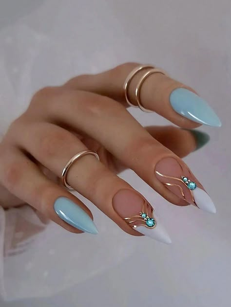 My friends were sitting together, talking about nails. We were discussing short stiletto nails. These nails are cool and sharp, but not February Nails Stiletto, Trendy Nails Ideas For Summer, Short Nail Designs Almond, Classy Blue Nails, Summer Stiletto Nails Ideas, Pretty Stiletto Nails, Short Nail Designs Blue, Cute Stiletto Nails Designs, Short Stiletto Nails Designs