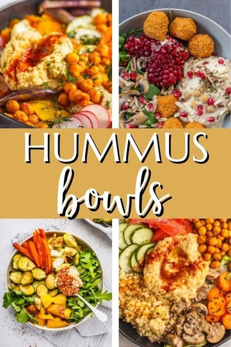 Hummus bowls are a delicious and healthy meal with endless variations. Make up a batch of hummus and serve it with your favorite toppings. It's the perfect meal prep for easy lunch and dinner. Hummus Plate Dinner, Dinner Recipes With Hummus, Meals With Hummus Dinners, Recipes With Hummus Lunch Ideas, Lunch With Hummus, Hummus Ideas Meals, Hummus Plate Lunch, Dinner With Hummus, Hummus Meals Dinners