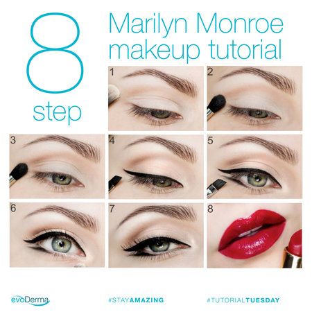 8 Step Marilyn Monroe Makeup Marilyn Monroe Makeup, Marilyn Monroe Hair, Retro Makeup, Barbie Makeup, Chic Makeup, Vintage Makeup, Kiss Makeup, Fantasy Makeup, Makati