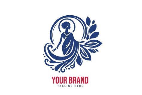 saree logo vector Saree Logo Design, Sabyasachi Logo Design, Indian Boutique Logo Design, Saree Logo Design Ideas, Sari Sari Store Logo, Woman In Saree Illustration, Feminine Logo Design, Shivratri Photo, Letter J Tattoo