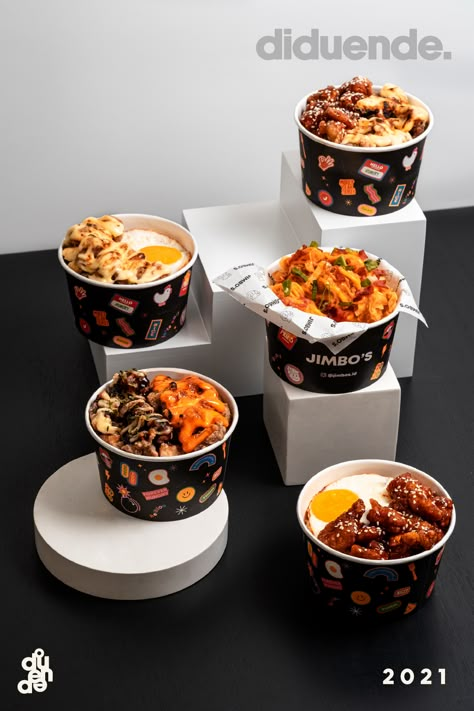 Food Photography Takeaway, Rice Bowl Menu Ideas, Rice Bowl Photography Food Styling, Rice Bowl Packaging, Rice Bowl Photography, Bowl Food Photography, Korean Food Photography, Food Packaging Design Ideas, Street Food Design