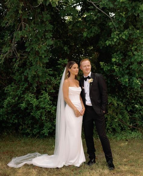 A beautiful real bride looking incredible in @chosenbykyha Duke. With a structured and corseted bodice you will get all the support you need. The draping is artfully placed across the scoop neckline and on the waistline to add subtle detailing. This gown masters the sartorial minimalistic look. @rebeccajuddphoto #modernbride #modernweddingdress #chosenbykyha #duke #weddinginspiration #weddingdressinspo #bridal #weddingdress Chosen By Kyha Duke, Kyha Studios Wedding Dress, Salacea Chosen By Kyha, Chosen By Kyha Agata, Chosen By Kyha Hazel, Chosen By Kyha, Couture Bridesmaid Dresses, Allure Couture, Wedding House