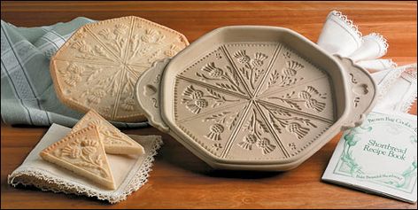 Used to make the popular Scottish shortbread, it has a traditional thistle pattern (the thistle being Scotland's national flower). Shortbread is baked directly in the 8" diameter by 1/2" deep pan, then, after cooling slightly, it is simply tapped out and cut into pie-shaped pieces.The instructions suggest oiling the pan before use, but we left this step out during testing and the shortbread still popped out with ease. Scotland National Flower, Thistle Pattern, Deep Pan, Lee Valley Tools, Lee Valley, Cooking Supplies, Cookie Molds, Brown Bag, Cookie Art