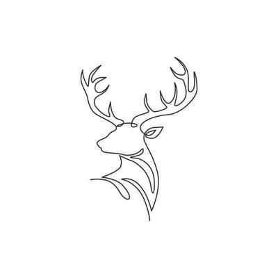 One single line drawing of adorable head deer for company logo identity. Cute reindeer mammal animal mascot concept for public zoo. Trendy continuous line draw vector graphic design illustration 4481465 Vector Art at Vecteezy Line Animals Drawing, Animal Line Illustration, Minimalist Animal Drawing, Deer Tattoo Minimalist, Simple Deer Tattoo, Deer Line Drawing, Animal Outline Drawing, Deer Head Outline, Deer Head Drawing