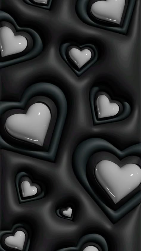 Black Wallpaper 3d Iphone, Cool Asthetic Wallpers Dark, 3d Dark Wallpaper, Cute Wallpapers Home Screen, Bubble Hearts Wallpaper, 3d Wallpaper Iphone Dark, Dark Heart Wallpaper, Dark 3d Wallpaper, Dark Iphone Wallpaper Aesthetic