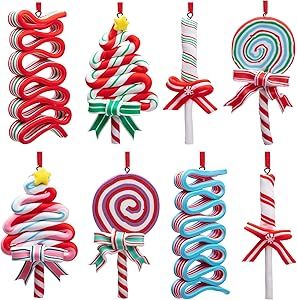 Christmas Lollipop Decorations, Xmas Clay, Lollipop Ornaments, Candy Shapes, Lollipop Decorations, Rainbow Lollipops, Cupcake Ornament, Christmas Lollipops, Candy Ornaments