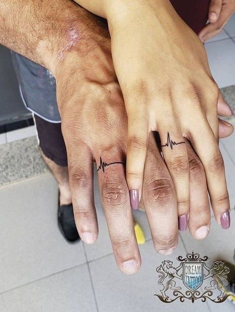 Marriage Tattoos, Infinity Couple Tattoos, Ring Tattoo Designs, Wedding Band Tattoo, Cute Couple Tattoos, Wedding Ring Tattoo, Tattoo Wedding Rings, Couple Tattoos Unique, Ring Finger Tattoos