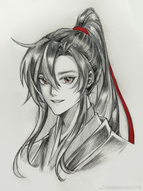 Wei Wuxian Drawing Easy, The Untamed Drawing, Untamed Drawing, Anime Face Drawing, Doddle Art, Pencil Sketch Images, Best Anime Drawings, Beauty Art Drawings, Kpop Drawings