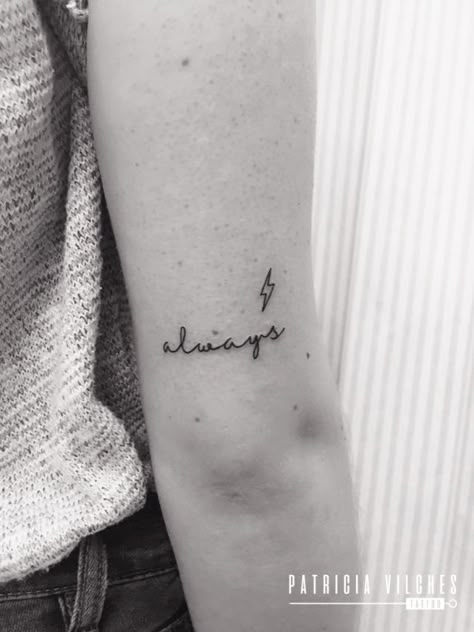 Classy Harry Potter Tattoo, All Was Well Tattoo Harry Potter, Hp Always Tattoo, Always Tatoos Harry Potter, Harry Potter Dainty Tattoos, Harry Potter Cover Up Tattoo, Harry Potter Flower Tattoo, Harry Potter Small Tattoo Ideas, Harry Potter Lightning Bolt Tattoo