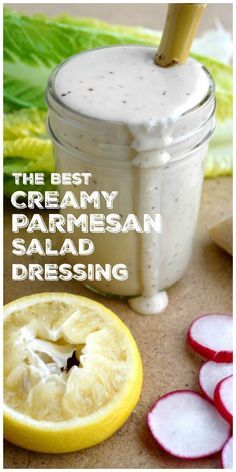 Parmesan Salad Dressing, Parmesan Dressing Recipe, Salad Fixings, Diy Salad, Keto Salad Dressing, Best Salad Dressing, Parmesan Salad, Salad Dressing Recipes Healthy, Creamy Salad Dressing