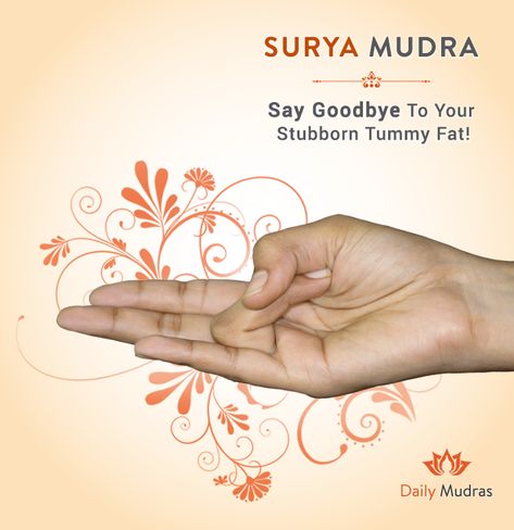 Tummy fat mudra Mudras Meanings, Surya Mudra, Hand Mudras, Yoga Facts, Yoga Hands, Yoga Mantras, Yoga Therapy, Qi Gong, Acupressure Points