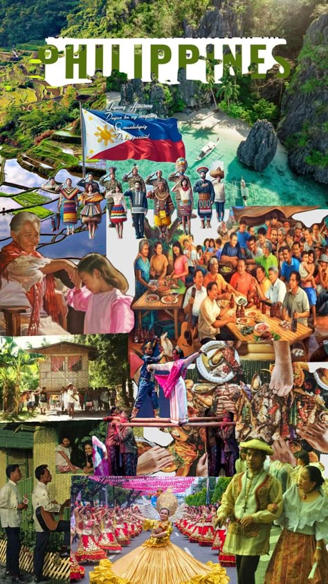 🇵🇭 Infographic Design Philippines, Filipino Culture Collage, Philippine History Background, Patriotism Philippines, Phillipines Travel Aesthetic, Philippines Collage, Philippines Tradition, Philippine Culture Poster, Kulturang Pilipino