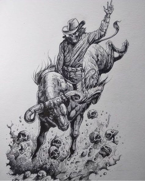 Cowboy Draw, Tato Maori, Bull Skull Tattoos, Cowboy Tattoos, American Traditional Tattoo Ideas, Country Tattoos, Half Sleeve Tattoos Drawings, Traditional Tattoo Ideas, Bull Tattoos