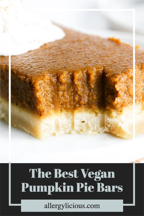 Vegan Pumpkin Pie Bars, Creamy Pumpkin Pie, Shortbread Cookie Crust, Homemade Shortbread, Bars Gluten Free, Pumpkin Pie Recipe Easy, Vegan Pumpkin Recipes, Pie Bar Recipes, Pumpkin Pie Mix