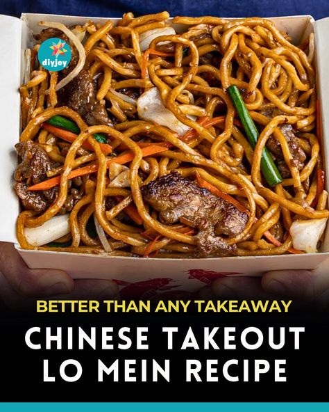 This homemade Chinese takeout beef lo mein is way better than the ones in restaurants, as it's fully packed with savory goodness! Chinese Takeout Lo Mein, Takeout Lo Mein Recipe, Take Out Lo Mein Recipe, House Lo Mein Recipe, Authentic Lo Mein Recipe, Chinese Lo Mein Recipe, Low Mein Recipe, Homemade Lo Mein, Lomein Recipes