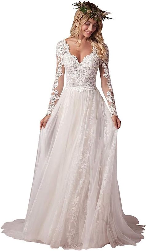 Amazon Wedding Dress, Plus Size Beach Wedding, Tan Suit Wedding, Beach Wedding Dress Ideas, Wedding Dresses Under 500, Nordic Wedding, Chiffon Wedding Dress Beach, Beach Bridal Dresses, Amazon Wedding