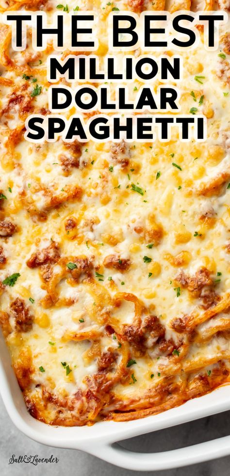 Sausage Spaghetti Bake, Best Spaghetti Bake Recipe, The Best Million Dollar Spaghetti, Loaded Baked Spaghetti With Ricotta, Make Ahead Million Dollar Spaghetti, Million Dollar Spagetti Recipe, Italian Sausage Spaghetti Bake, Speggetti Bake Spaghetti Casserole Easy, Family Dishes Dinners