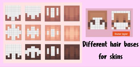 Minecraft Skin Color Palette, How To Shade Minecraft Hair, Minecraft Skin Hair Shading, Minecraft Skin Base Layout, Minecraft Hair Template, Minecraft Skin Hair Tutorial, Minecraft Skin Hair Base, Minecraft Eyes Skin, Minecraft Skins Tutorial