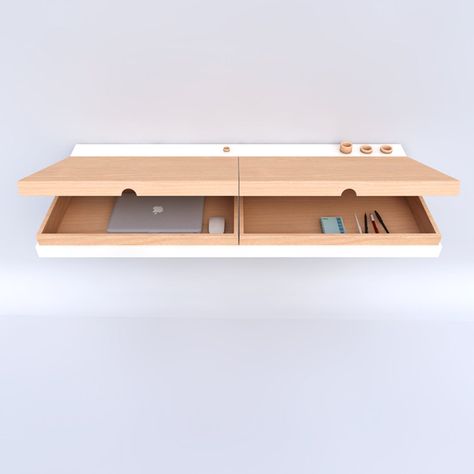 Castelli Design competition 2012 - Designing New Ways of Working / "Emma" suspended desk - honorable mention | Stefano Baseggio | Archinect Suspended Desk, Small Work Desk, Meja Sofa, Small Office Design Interior, Office Design Home, Study Room Design, Design Home Office, Floating Desk, Home Decor Hooks