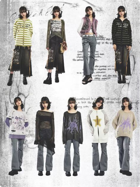 Aquarius Outfits, 90s Grunge Outfits, Japanese 90s, Japanese Y2k, Grunge Fits, 2000s Japanese Fashion, Alt Grunge, Outfit Grunge, Outfits 2000s