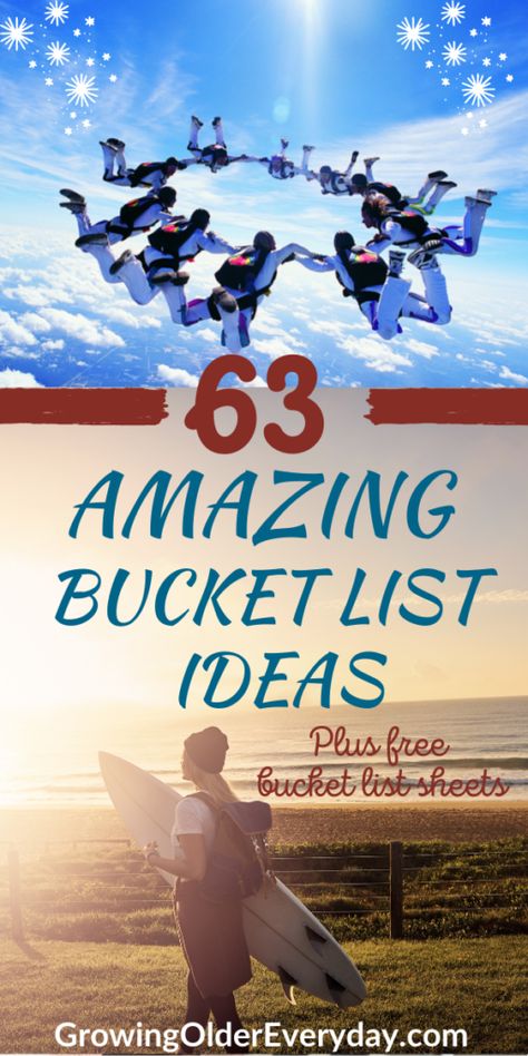 63 Amazing Bucket List Ideas - for Any Age - Growing Older Everyday Retirement Bucket List, When To Retire, Bucket List Ideas For Women, Bff Bucket List, Midlife Career Change, Barbecue Ideas, Beach Disney, Ideas Picnic, Women In Their 40s