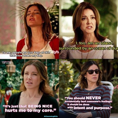 Ellie Quotes from Cougar Town Ellie Aesthetic, Christa Miller, Cougar Town, Jenny From The Block, Courtney Cox, Discovery Of Witches, Best Year Yet, Movies Quotes, New Identity