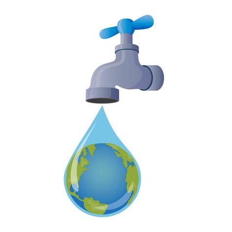 Water Tap Illustration, Tap Illustration, Water Drop Vector, Save Planet, Save Planet Earth, Glittery Wallpaper, Water Pictures, Earth Globe, Pretty Landscapes