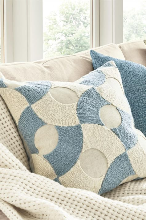 Big, overlapping circles garnish the Duncan pillow in alternating colors on a linen cover. Perfect for adding an eye-catching flair to your room, this bold pattern reminds us of pineapple slices. The cover has a hidden zipper to access the insert. Assignment Ideas, Overlapping Circles, Cushion Designs, Pineapple Slices, Sun Porch, Cushion Cover Designs, Rug Ideas, Room & Board, Room Board