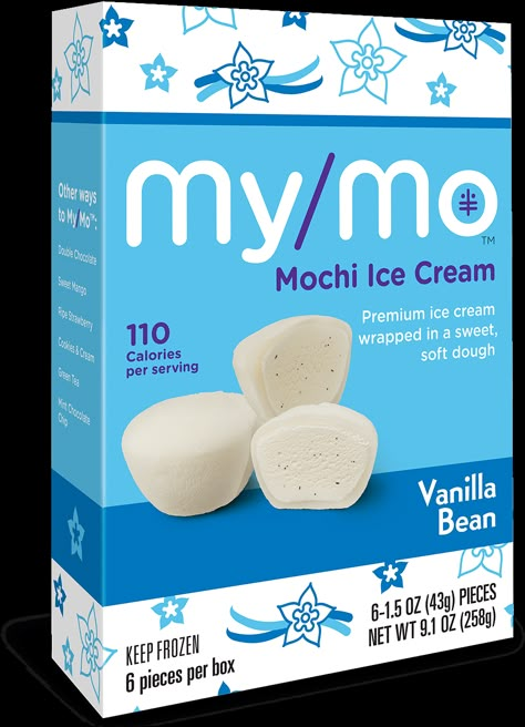 Vanilla Bean Mochi Ice Cream | My/Mo Mochi Ice Cream Vanilla Mochi, Ice Cream Calories, Ice Cream Mochi, Cream Mochi, Ice Cream Balls, Ice Cream Vanilla, Korean Grocery, Mochi Ice, My Mochi