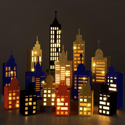 Amazon.com: Kolldenn 15 Pcs Hero Party Favor Boxes with Light, Skyscraper Box 3D City Skyline Buildings Heroes Centerpiece for Hero Theme Birthday Party Decorations Supplies (Warm) : Toys & Games Marvel Party, Kids Gift Guide, Party Favor Boxes, Party City, Baby Games, Favor Boxes, Birthday Party Supplies, Centerpiece Decorations, City Skyline