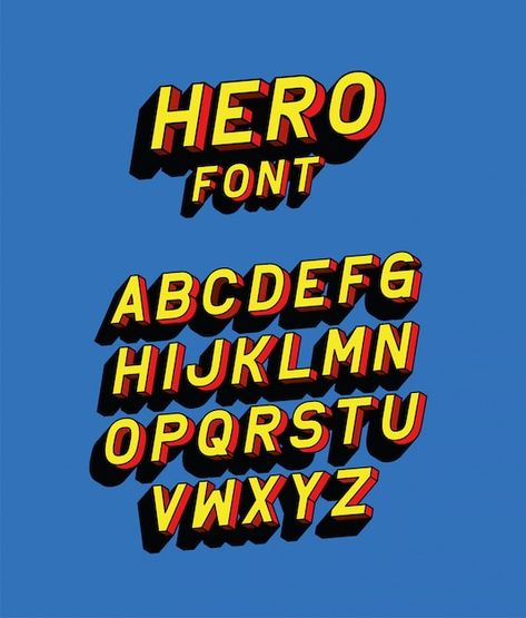 Font For Comic, Comic Book Font Alphabet, Superhero Font Alphabet, Super Hero Typography, Comic Typography Pop Art, Superhero Font, Blue Background Design, Batman Characters, Font Lettering