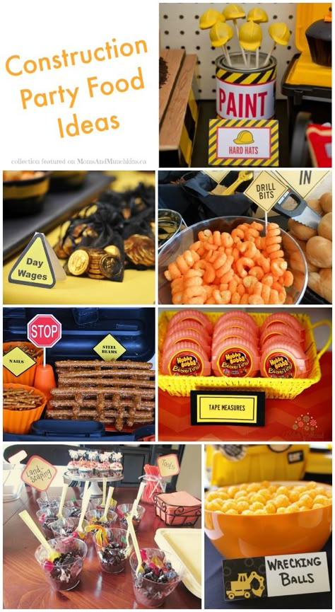 Construction Party Food Ideas (Collection) - Moms & Munchkins Construction Party Food Ideas, Dump Truck Birthday Party Ideas, Construction Party Food, Construction Birthday Party Food, Truck Birthday Party Ideas, Construction Party Ideas, Dump Truck Birthday Party, Construction Theme Birthday, Dump Truck Birthday