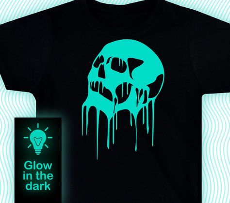 Glowing Melting Skull T-Shirt for Kids. Original design and a little scary melting skull. Kids love it. Skull T Shirt, Skull Tshirt, Kids Graphic Tees, Shirt Ideas, Black T Shirt, Black Tshirt, In The Dark, Original Design, Glow In The Dark