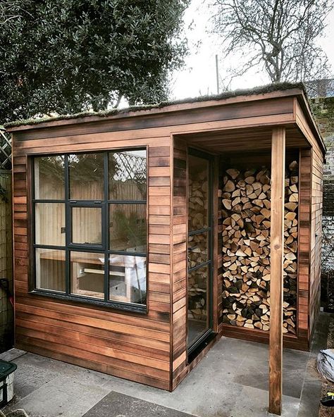 Building A Sauna, Log Storage, Garden Pods, Sauna House, Garden Cabins, Garden Workshops, Small Sheds, Backyard Studio, Sauna Design