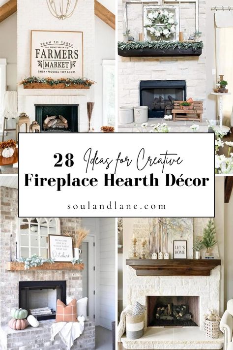 Create a cozy and inviting atmosphere with stunning fireplace hearth decor ideas that elevate the warmth and charm of your living space. From elegant candle arrangements and lush greenery to rustic wood accents and seasonal displays, discover how to style your hearth for both function and beauty. Learn tips for layering textures, incorporating personal touches, and choosing decor that complements the style of your fireplace. These ideas promise to transform your fireplace hearth into a focal poi Fireplace Hearth Decor Farmhouse, Pillows On Hearth Fireplace, Fireplace Hearth Ideas Decor Farmhouse, Fireplace With Basket Decor, How To Decorate Bottom Of Fireplace, Fireplace Hearth Styling, Staging A Fireplace, Decorating Ideas For Fireplace Hearth, What To Put Inside Fireplace