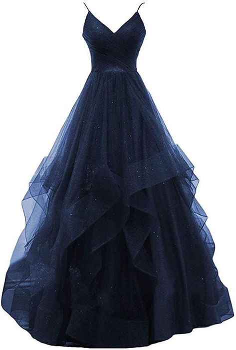 Prom Dresses Spaghetti Strap, Navy Blue Prom Dress, Navy Blue Prom, Dresses Navy Blue, Prom Dress Inspo, Blue Prom Dress, Spaghetti Strap Prom Dress, Stunning Prom Dresses, Long Evening Dresses