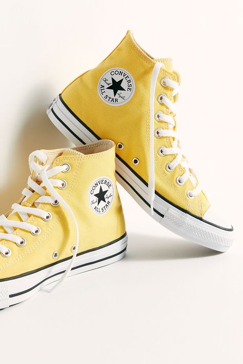 Hi Top Converse, Yellow Converse, High Top Chucks, Cute Converse, Dr Shoes, Preppy Shoes, Cute Nikes, Hype Shoes, Yellow Shoes