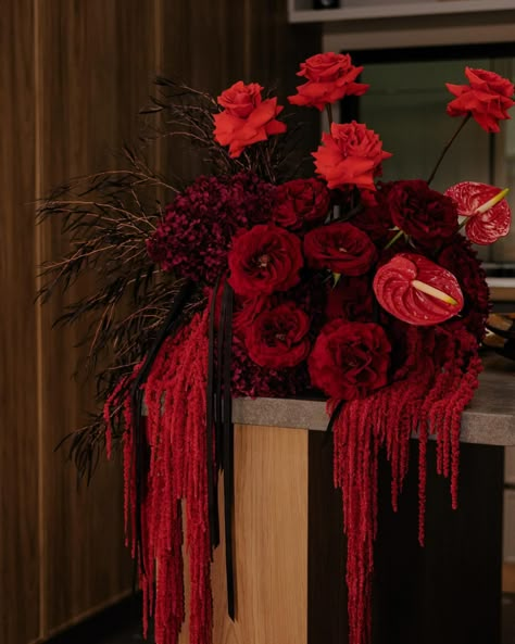 SIR BOTANICAL. | Dripping reds with @belowandabovetruffleswine @ccwevents shit by @lenibattalis • #highendflorist #perthflorist #weddingflorist… | Instagram Red Flower Arrangements, Dark Red Wedding, Valentine Flower Arrangements, Red Wedding Flowers, European Wedding, Valentines Flowers, Flower Therapy, August 26, Wedding Mood Board