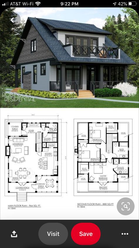 Modern Craftsman Floor Plans, Sims Houses, Large Foyer, Two Story House, Home Design Floor Plans, Sims House Plans, Country Cabin, Lower Deck, Cottage Plan