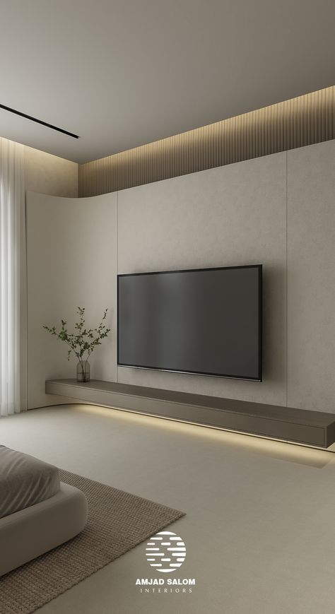 CURV AND LINES VILLA :: Behance Oasis Bedroom, Luxury Tv Wall, Beautiful Bed Designs, Tv Room Design, Tv In Bedroom, Curved Walls, 아파트 인테리어, Tv Wall Design, Home Design Living Room